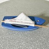 Blue basin sailboat from the French brand Tirot 200, vintage toy.