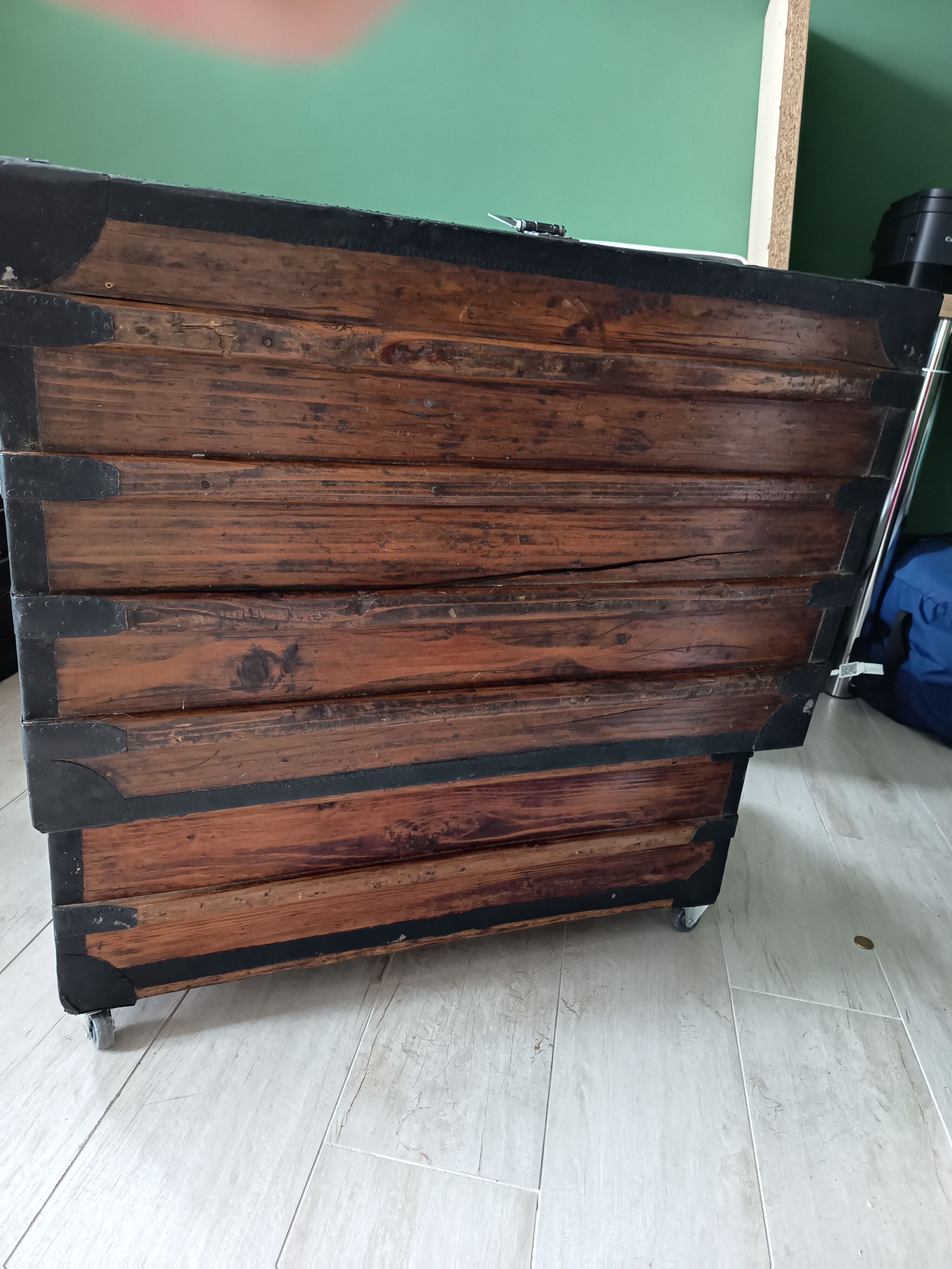 Old trunk with red velvet interior