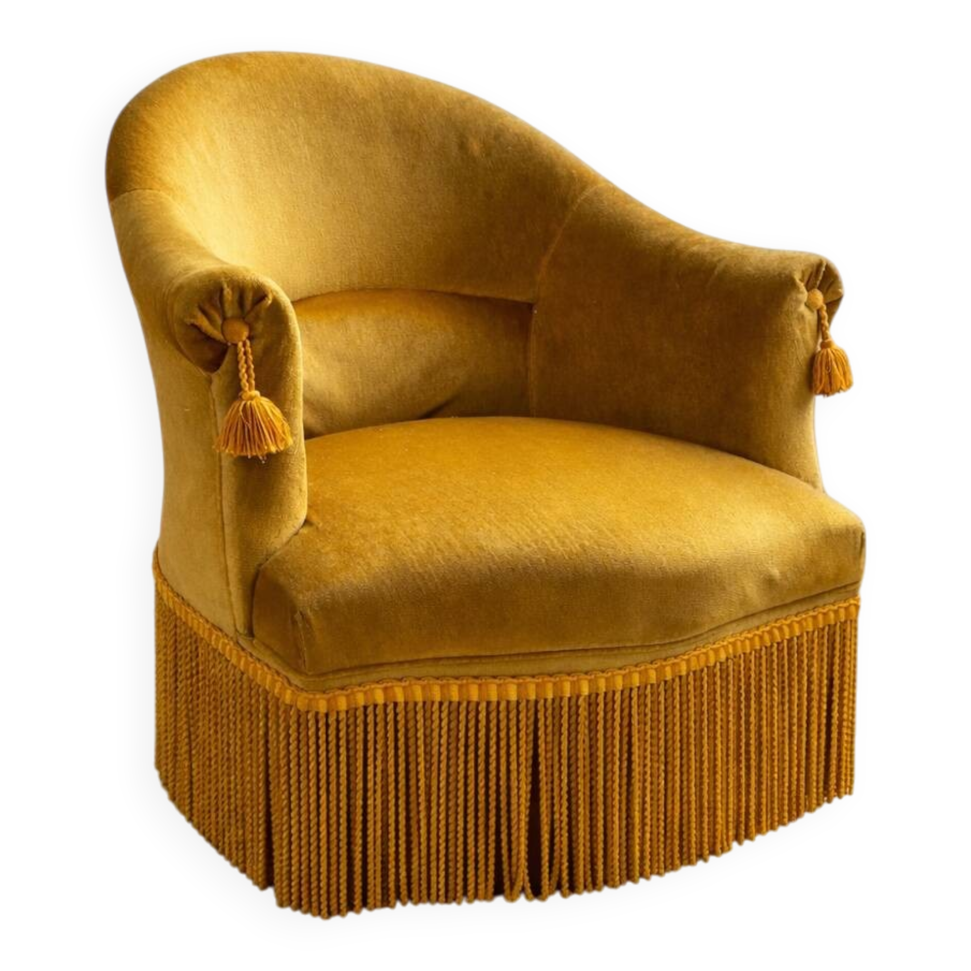Mustard velvet armchair