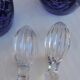 Pair of cobalt blue crystal carafes
