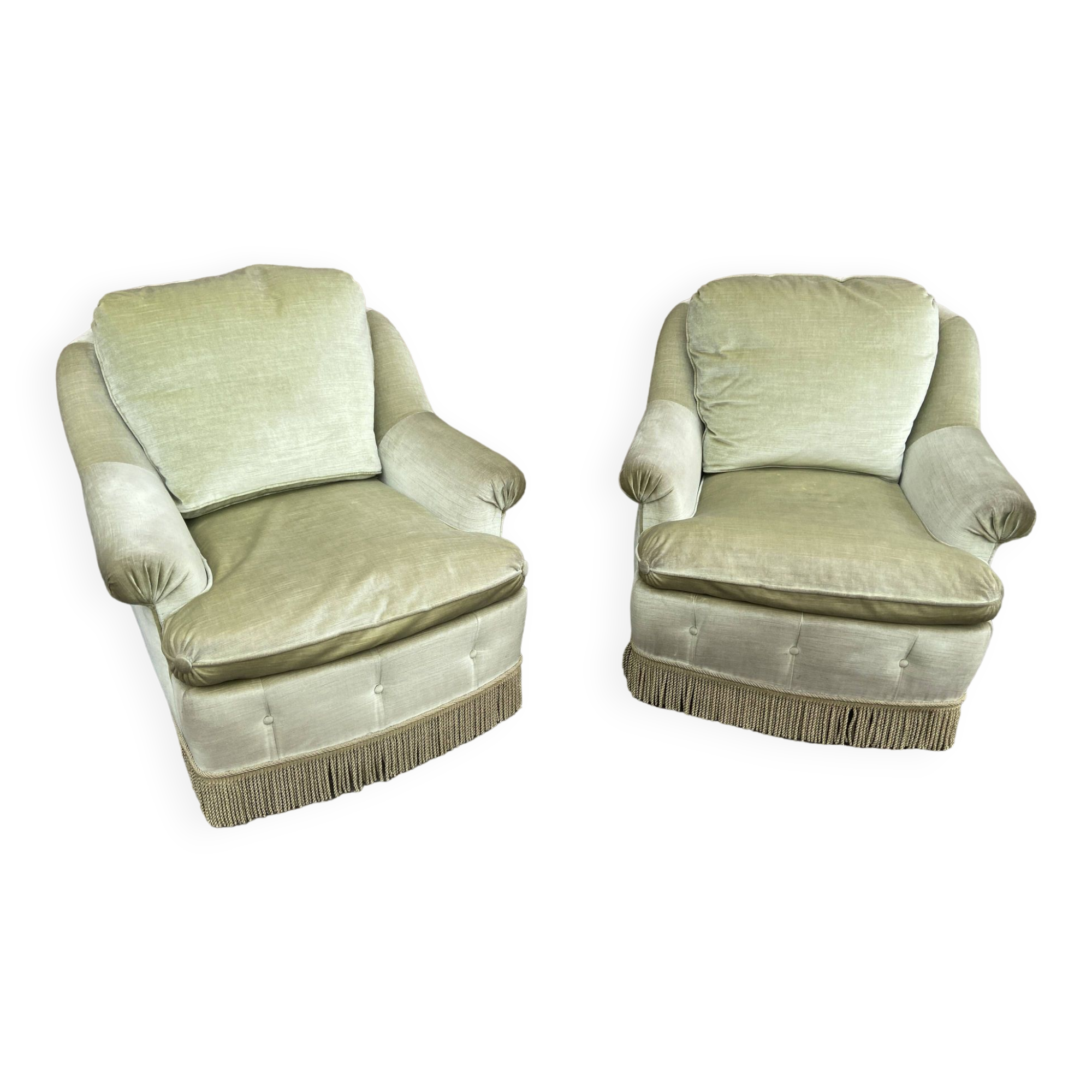 2 fauteuils de salon Lounge velours des années 1950