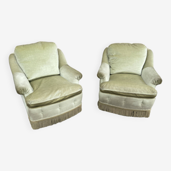 2 fauteuils de salon Lounge velours des années 1950
