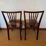 Pair of vintage wood and leopard chairs