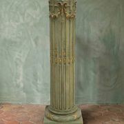 Colonne piédestal style Louis XVI vert olive
