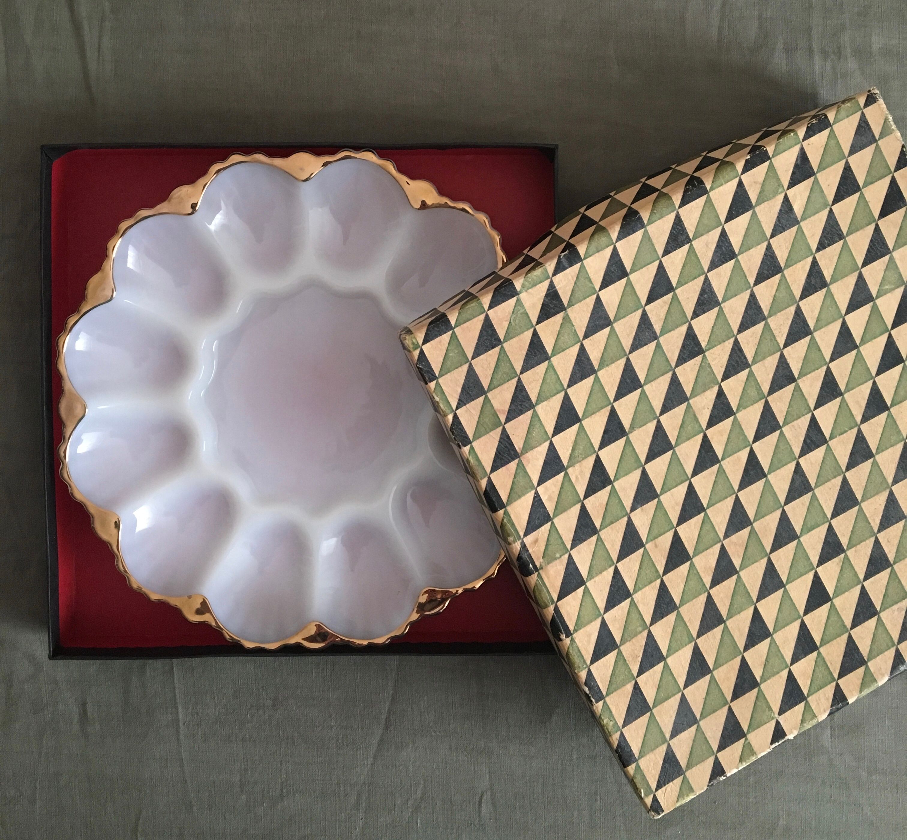 Oyster or egg plate, Anchor Hocking, 1960s USA