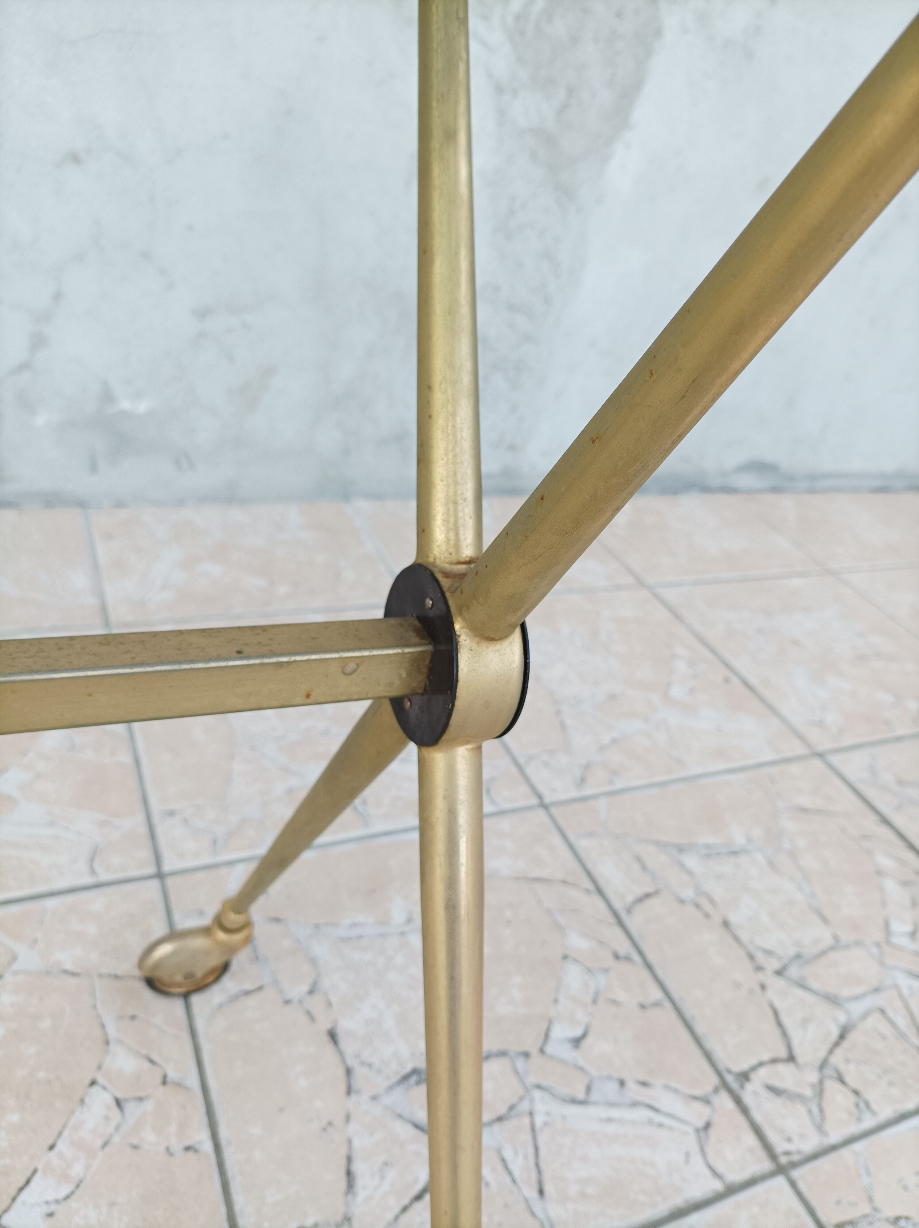 Vintage serving tray in brass and smoked glass 1960