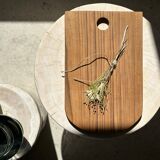 Rounded rectangular monoxyl teak cutting or presentation board L:34
