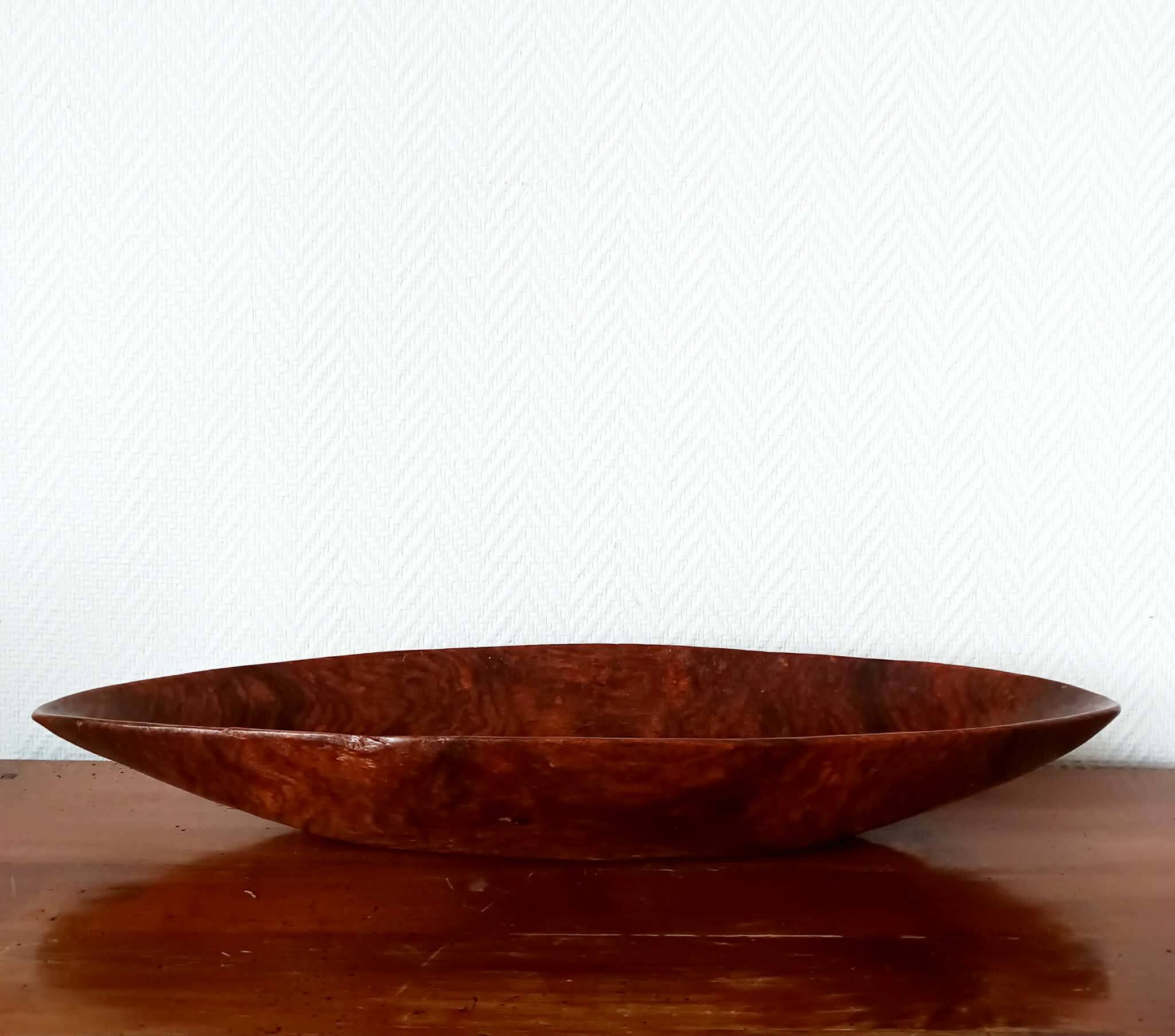 Oblong wooden brutalist bowl