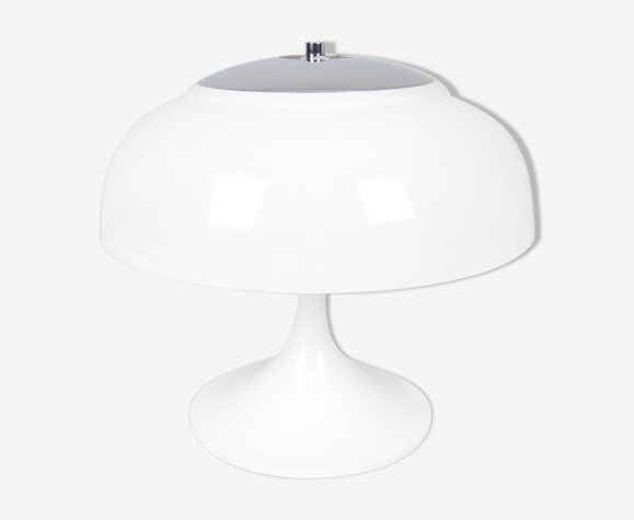 Tulip mid-century modern white mushroom table lamp from tramo, spain, 1960