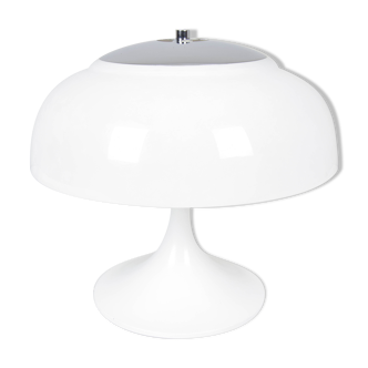 Tulip mid-century modern white mushroom table lamp from tramo, spain, 1960