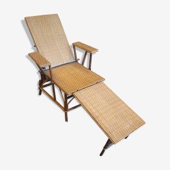 Chaise longue en osier vers 1900