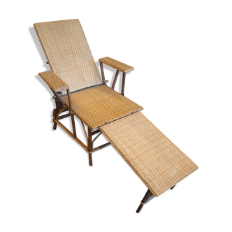 Chaise longue en osier vers 1900