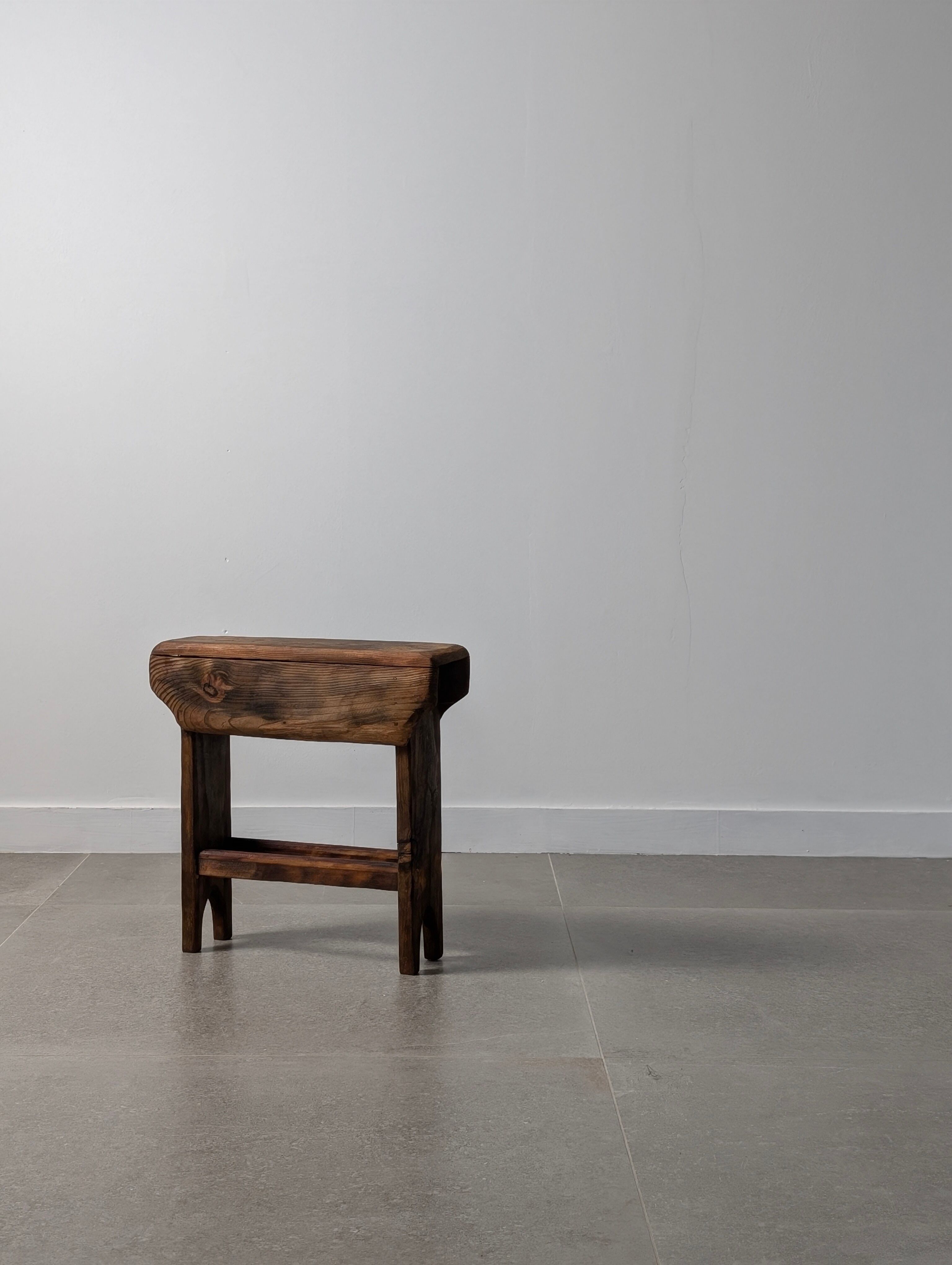 Wabi Sabi pine wood cowboy style stool, 1970s
