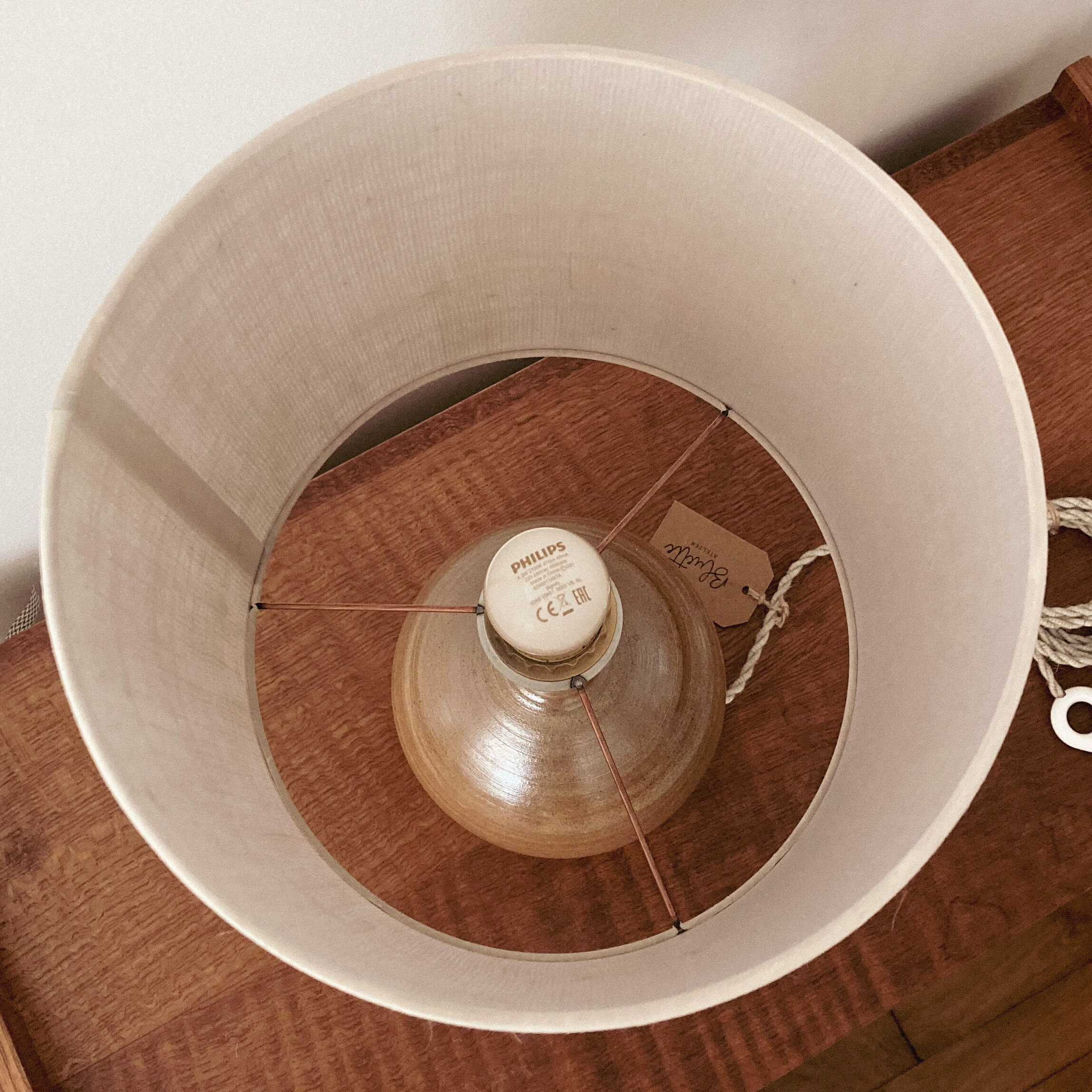 Stoneware and woven jute lamp