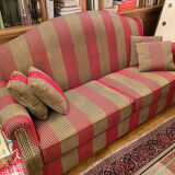3-seater sofa in red and grey fabric