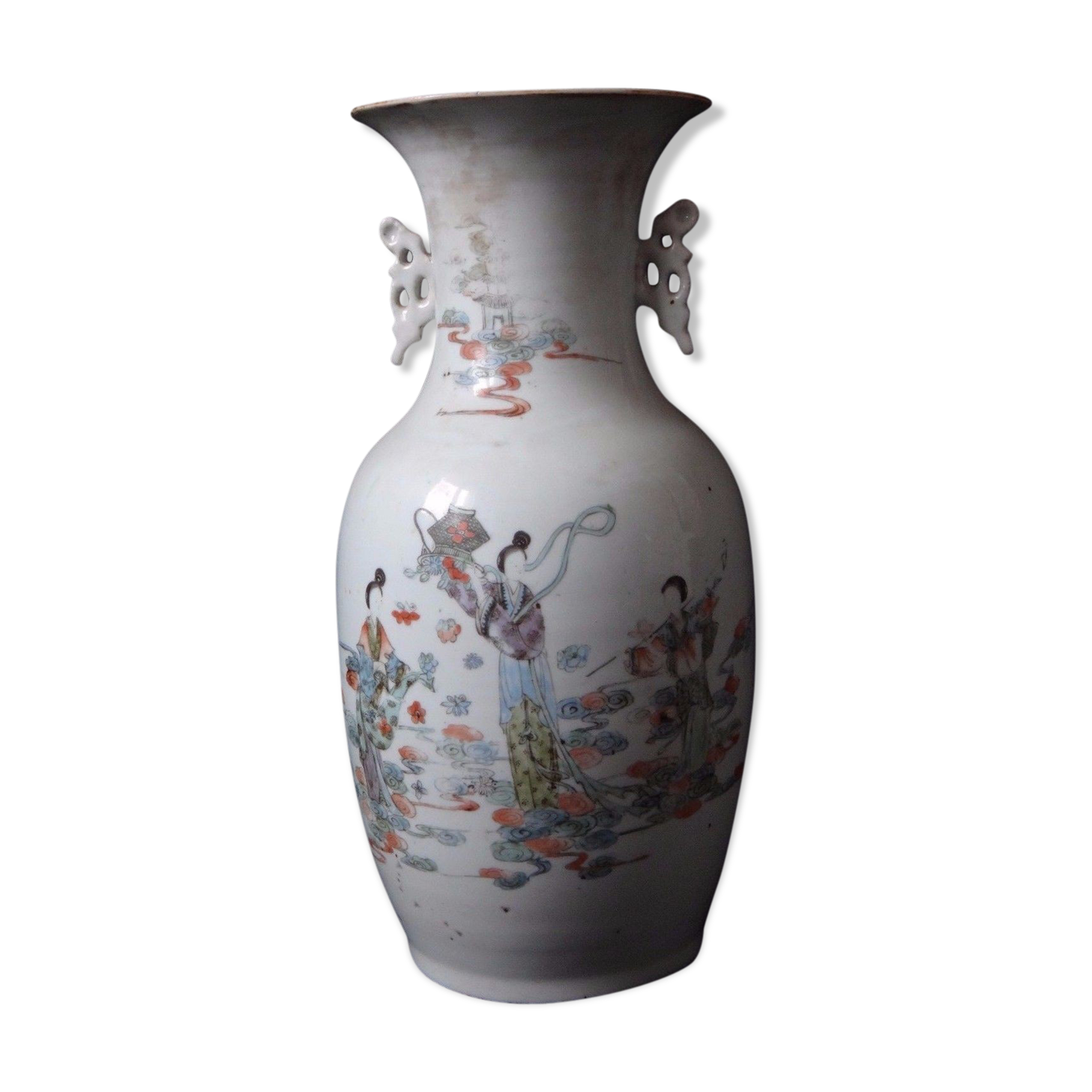 Chinese porcelain vase 43cm Qing women porcelain China XIX