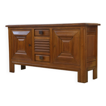 Oak and wrought iron sideboard signed by Charles Dudouyt, 1940s.