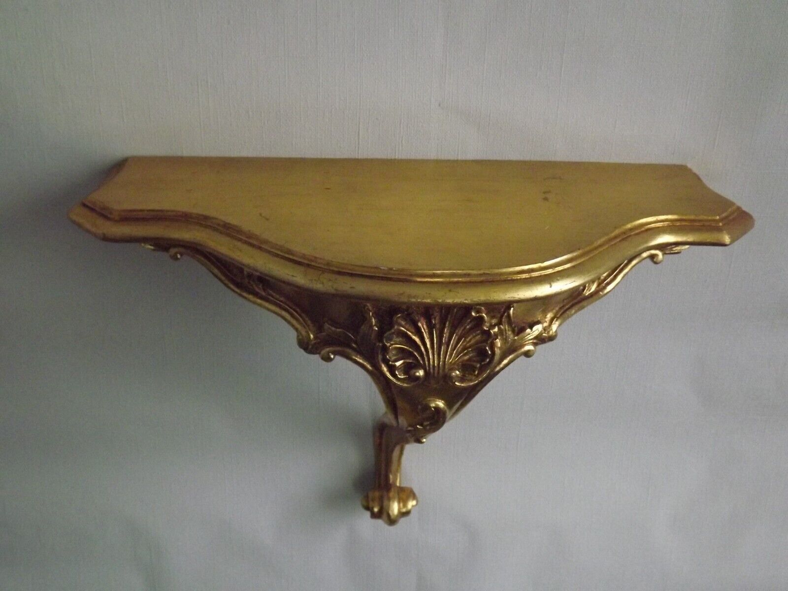 French vintage regency style gold resin half round console wall table 4022