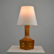 Lampe de table, teck et laiton, années 1960, Suède