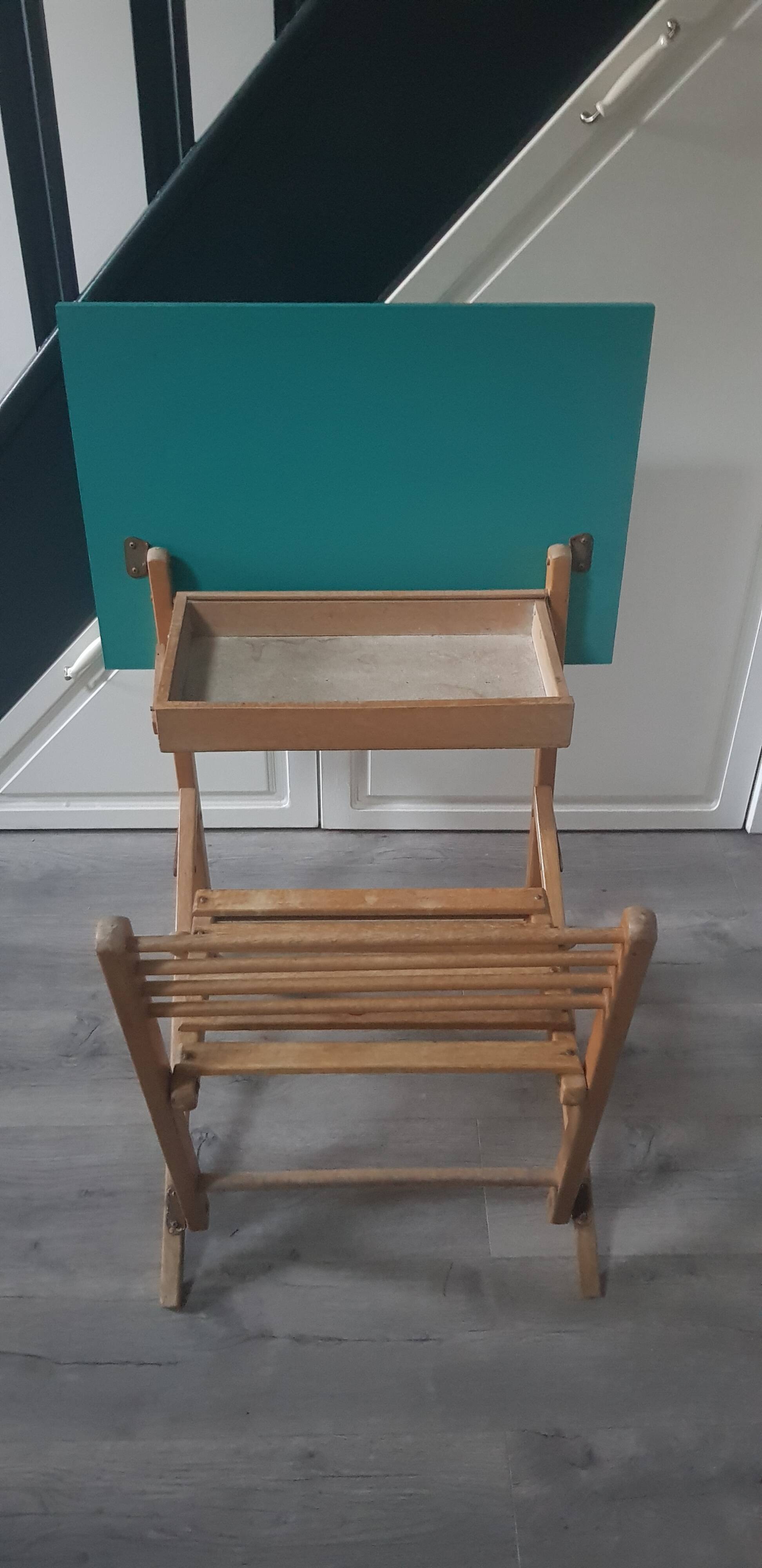 Vintage schoolboy folding desk with built-in chair tray
