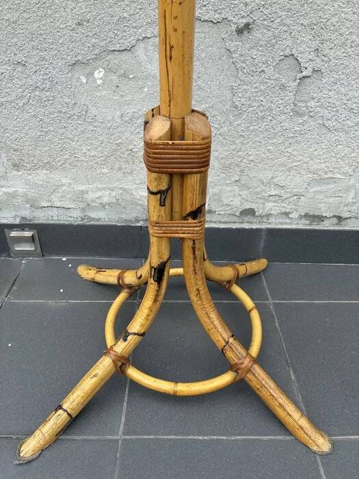 Italian Bamboo & Rattan Coat Stand — Vintage, 1970s