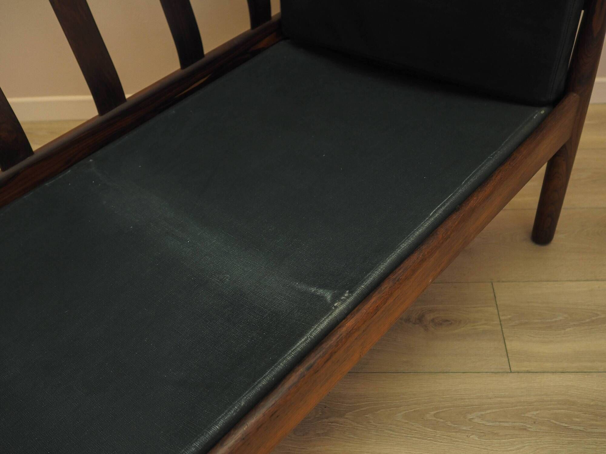 Rosewood sofa Gunnar Myrstrand for Källemo, black leather, 1960s