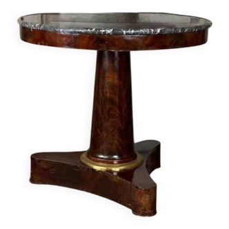 Guéridon Empire en acajou, bronze doré, marbre à gorge gris Saint Anne, vers 1800