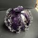 Gros vase boule à base plane en verre soufflé violet et blanc