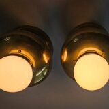 Pair of Brass Flush Mounts, Italy, 1970s