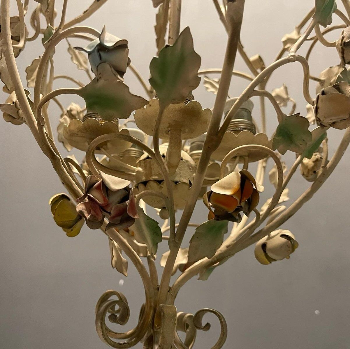 Italian Tole Flower Chandelier, 1960s