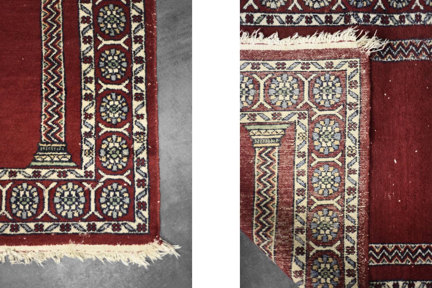 Vintage Hand-Woven Oriental Pakistani Mihrab Prayer Rug, 1960s