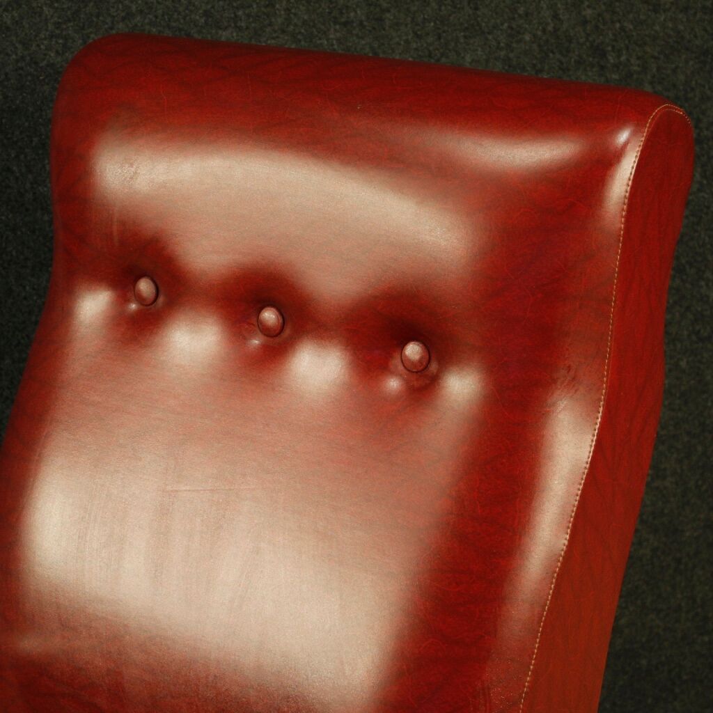 Italian design armchair in red faux leather from the 70s