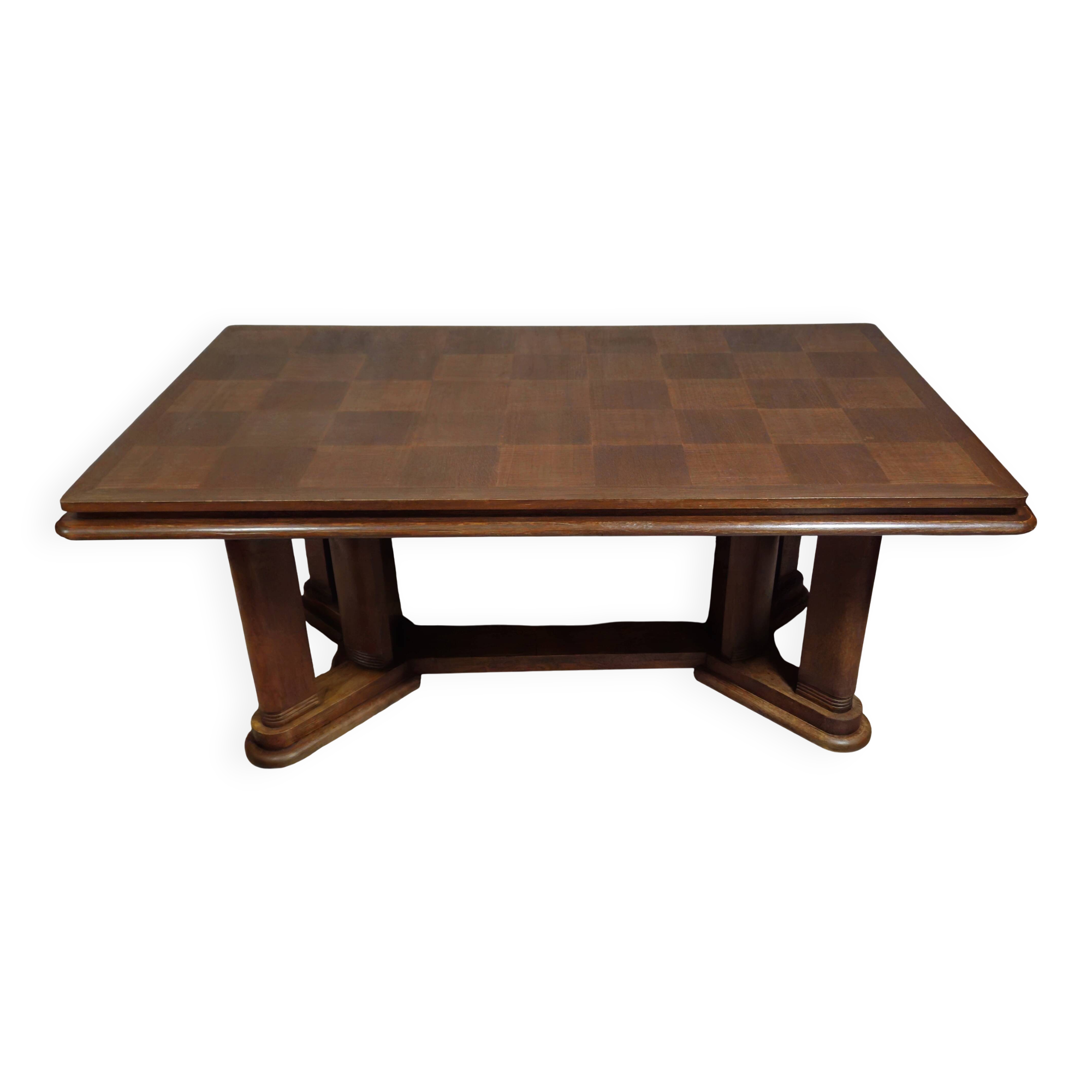 Large extendable dining table from the Art Deco period – checkerboard top –