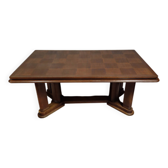 Large extendable dining table from the Art Deco period – checkerboard top –
