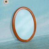 XL oval mirror vintage Danish design in teak by Christensen Silkeborg