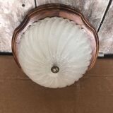Old Bubble Glass Ceiling Light + Vintage Wood Contour #A705
