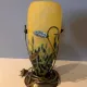 Speckled yellow and blue glass ambient lamp