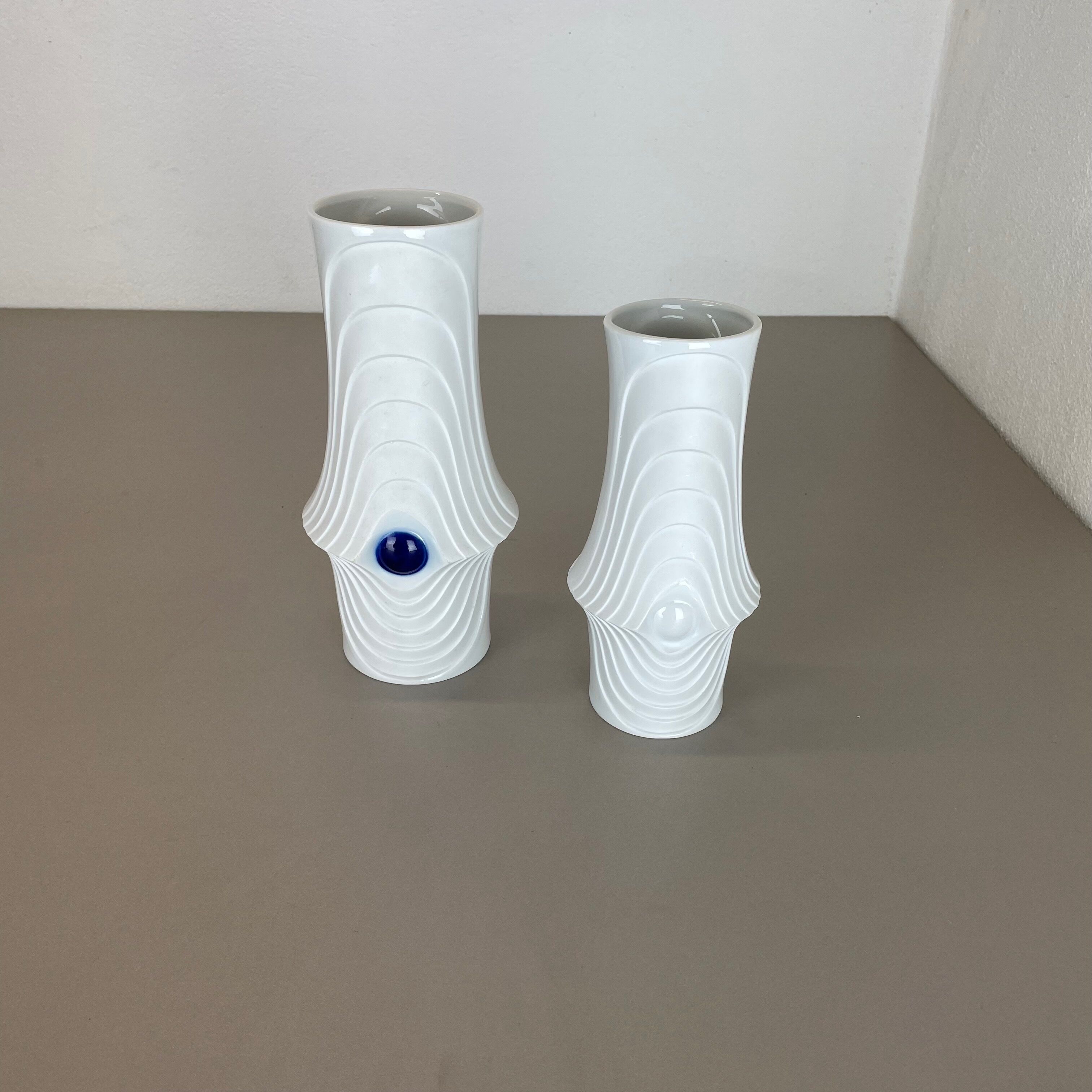 Set of 2 Original Porcelain Op Art Vase Made by Royal Bavaria KPM Germany, 1970s