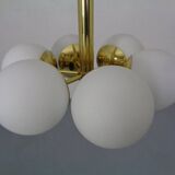 Sputnik brass and glass ceiling chandelier from Kaiser Idell / Kaiser Leuchten, Germany, 1960s