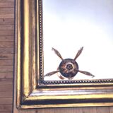 Old large Louis Phillipe mirror, gilded with gold leaf - Emilien"