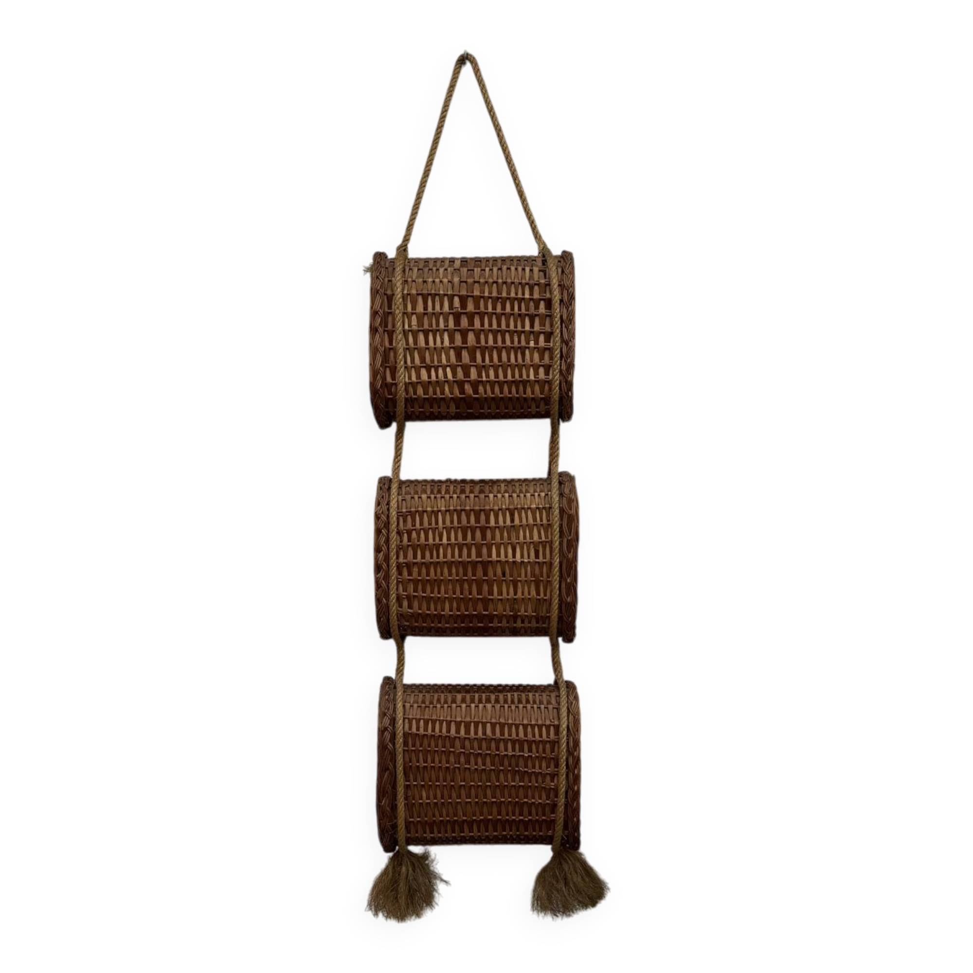 Suspended wicker rattan servant from the 1960s.