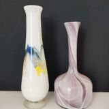 Set of two Murano marmorean glass vases