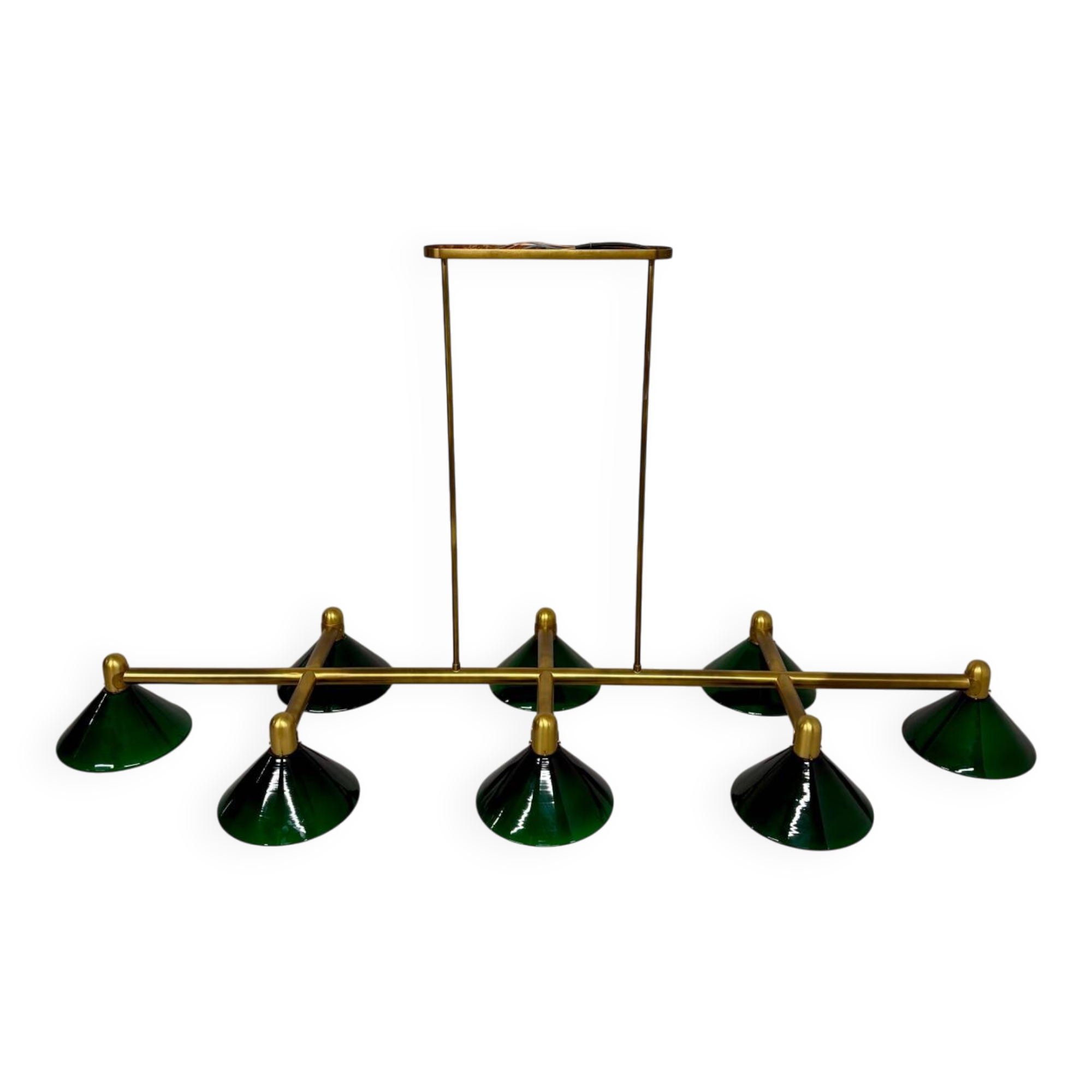 Large brass and green opaline pendant lamp 260 cm 1970s