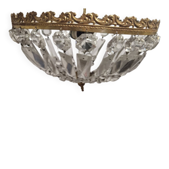 Vintage bronze and crystal ceiling light