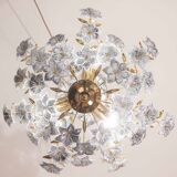 Fantastic Rare Murano Chandelier Full of Black Flowers, 1970s