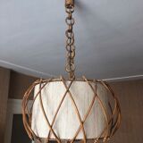 Suspension en rotin vintage