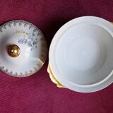 Limoges porcelain soup tureen Mehun sur Yevre Cher flower and gold decoration