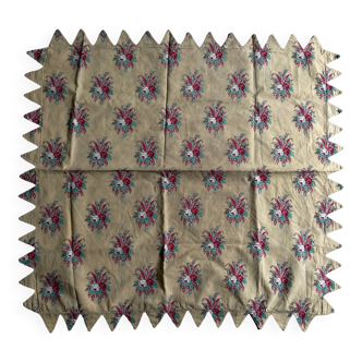 18th century Provence pillowcase in crenellated Indian fabric with pennants