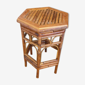 Bamboo and rattan pedestal table