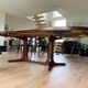 Baumann oval extendable dining room table and 6 Baumann Sled chairs known as gondola